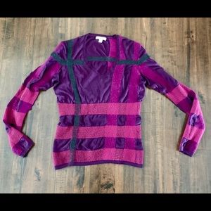 Burberry Purple and Pink V-Neck Sweater